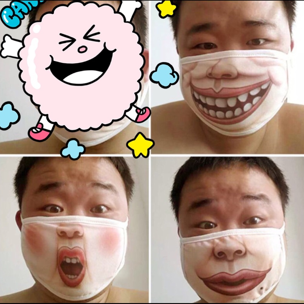 Set of 3 Funny Face Mask